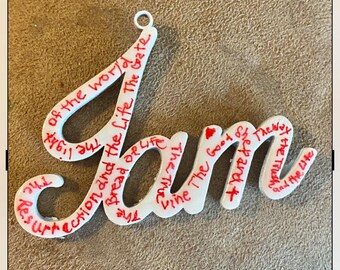 I AM Word Ornament, Declarations of Faith, Custom Words