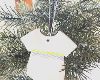 Personalized Baby Ornament: Hand-Painted Wooden Gift