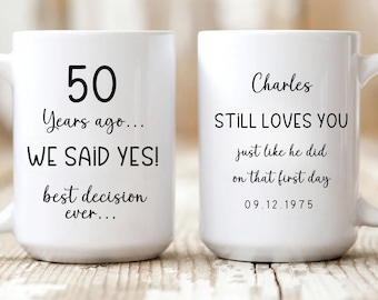 Personalized 50th Anniversary Mug Set, Golden Anniversary Gift
