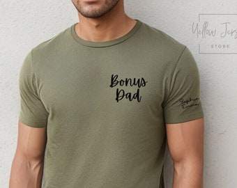Pocket Bonus Dad T-Shirt, Personalized Stepdad Gift
