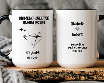 Personalized 60th Anniversary Mug Set, Mr. & Mrs. Floral Tree Mugs - Etsy