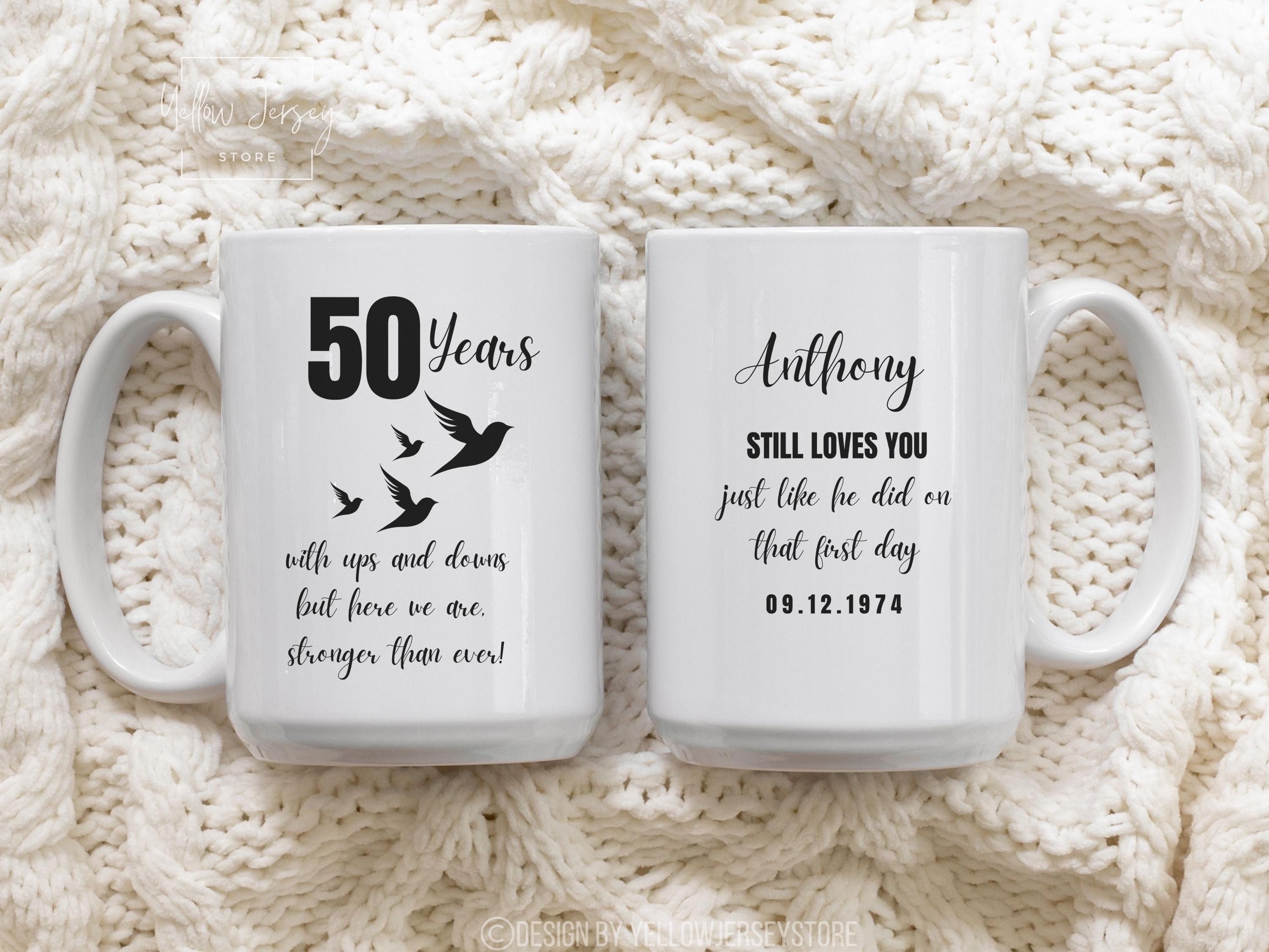 Personalized 50th Anniversary Mug Set, Golden Wedding Gift