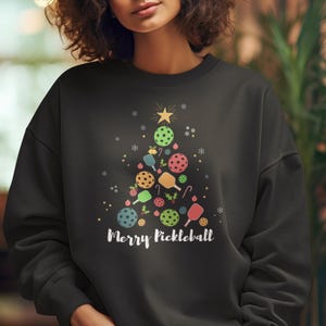 Merry Pickleball Sweatshirt, Christmas Gift, Pickleball Apparel, Pickle Ball Christmas Sweatshirt, Ugly Sweatshirt, Pickleballers