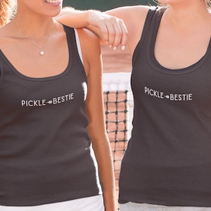 Pickle-Bestie Racerback Tank Top: Women&#39;s Pickleball Partner Shirt