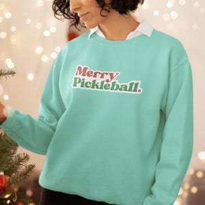 Merry Pickleball Christmas Sweatshirt, Pickleball Christmas Gift, Premium Crewneck Sweatshirt, Pickleball Gift, Christmas
