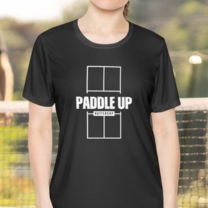 Paddle Up Buttercup - Women&#39;s Competitor Tee, Women&#39;s Pickleball Shirt, Moisture Wicking Tee, Pickleball Apparel, Pickle Ball Gear