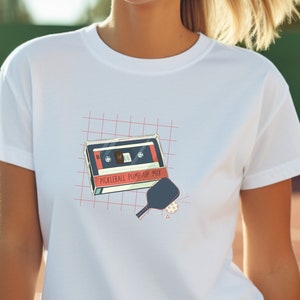 Camiseta de fita mista pickleball, camiseta retrô fofa dos anos 80, camiseta de fita mista, camiseta retrô de pickleball, camisa feminina de pickleball
