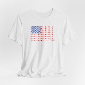 American Flag Pickleball Tee, USA Pickleball, Pickle Ball Graphic Design Shirt, Men's and Women's Pickleball Shirt