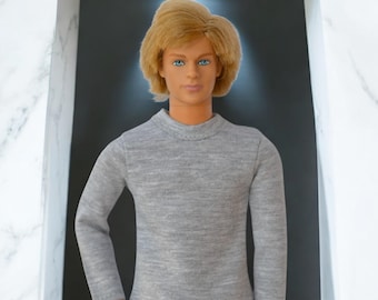 Handmade Gray Doll T-Shirt: Long Sleeve MTM Doll Clothes