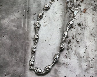 Skull Belt Chain, Side Chain Attachment for Jeans, Pants - Grunge Jewelry, Wallet Curb Chain, Goth Jewelry, Punk Belt Chain