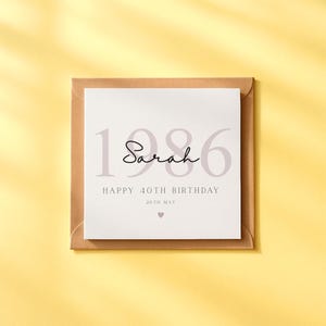 Personalised 40th Birthday Card, 1986 Birth Year, Son Daughter Mum Dad Sister Brother Friend, Born in 1986, 40th Birthday Gift Card UK
