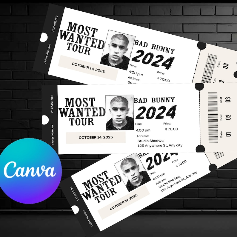 Bad Bunny Ticket Bad Bunny New Album Most Wanted Tour Etsy