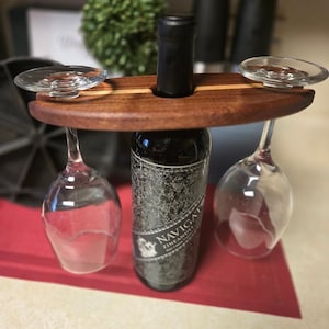 Hardwood Wine Bottle and Glass Caddy