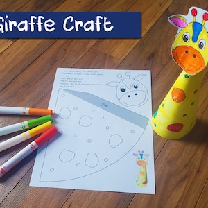 Giraffe Handwerk | Basteln | Vorschule Feinmotorik | Kid Art Project zum ausdrucken