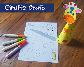 Girafkunst | Knutselactiviteit | Fijne motoriek voor kleuters | Afdrukbaar kinderkunstproject | Idee dierenmontessori | Thuisonderwijs