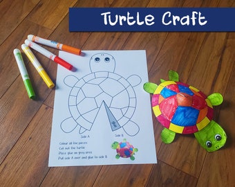 Schildpadknutsel | Knutselactiviteit | Preschoolse fijne motoriek | Kid kunstproject afdrukbaar