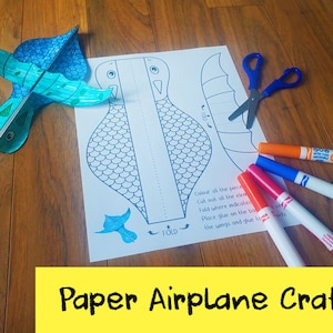 Aeroplano di carta drago/Attività di bricolage/Motricità fine per la scuola materna/Progetto artistico per bambini stampabile