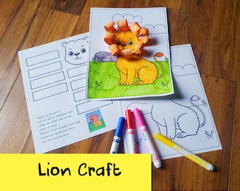 Lion Craft | Knutselactiviteit | Fijne motoriek voor kleuters | Afdrukbaar kinderkunstproject