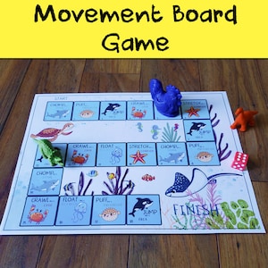Jogo de tabuleiro subaquático de movimento | Atividade de Movimento de Animais Oceânicos | Pré-escola Sob o Mar para impressão | Atividade física para crianças