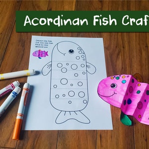 Manualidad de pez plegable / Actividad de manualidades oceánicas / Motricidad fina para preescolar / Proyecto de arte infantil bajo el mar imprimible