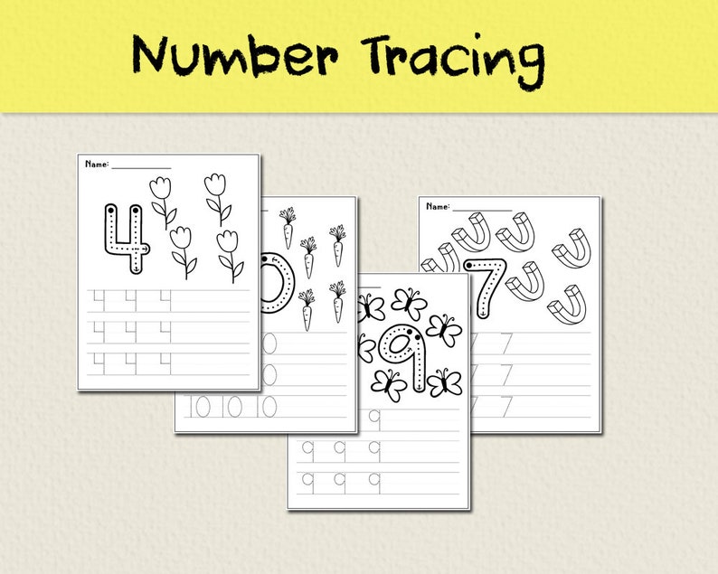 Number Tracing Preschool Worksheets Homeschool Workbook Etsy