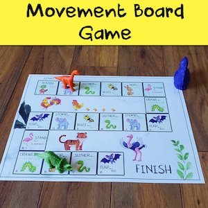 Jogo de tabuleiro de animais de movimento | Atividade de Movimento de Animais Oceânicos | Pré-escola educacional para impressão | Atividade física para crianças