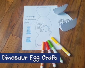 Triceratops-dinosaurus eierkunst | Knutselactiviteit | Fijne motoriek voor kleuters | Afdrukbaar kinderkunstproject
