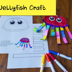 Manualidad de medusas / Actividad de manualidades oceánicas / Motricidad fina submarina para preescolar / Proyecto de arte infantil imprimible