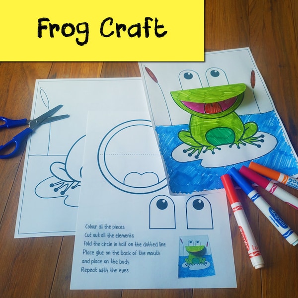 Frog Craft | Crafting Activity | Preschool Fine Motor | Kid Art Project Printable