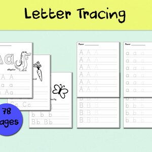 Hojas de trabajo para preescolar, rastreo del alfabeto, reconocimiento de letras y libros de trabajo para la educación en el hogar