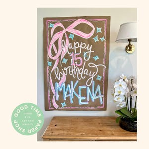 Painted Party Banner Pink Bow, Custom Hand Painted Birthday Banner, Love Shack Fancy Inspired Birthday, Butcher Paper Painted Sign Girl