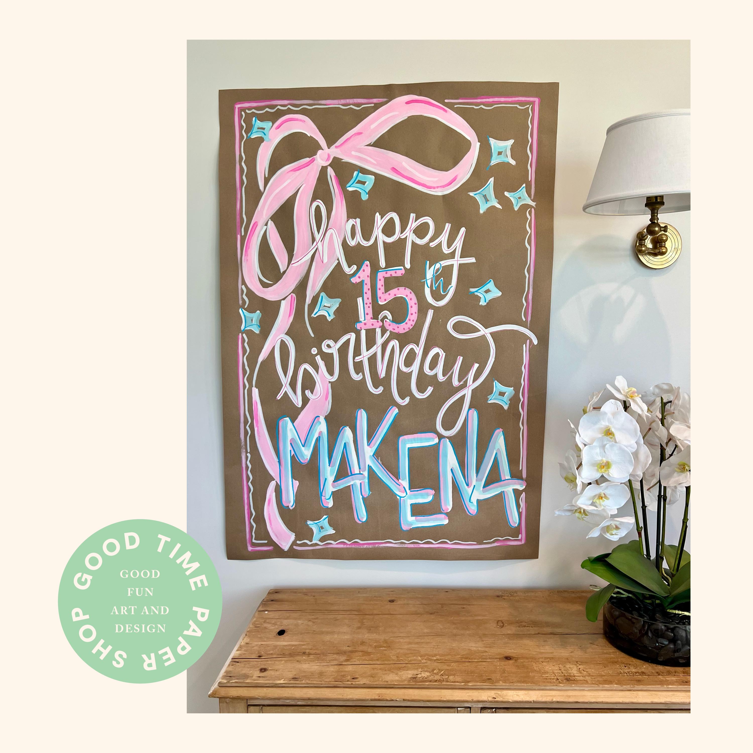 Avezano Happy Birthday Holz-Banner – Rustikal, Rosa Blumenmuster, 179,8 X 110 Cm, Party-Deko & Fotohintergrund