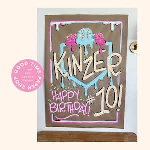 Baseball Drip Painted Banner, Hand Painted Baseball Banner, Custom Painted Birthday Banner, Baseball Theme Birthday Party Decor