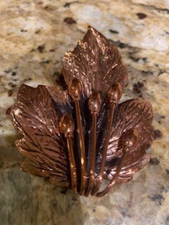 VTG Copper Leaf Brooch Pin by Renior