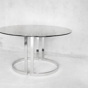 Large Round Dining Table In Glass By Milo Baughman, 1970s