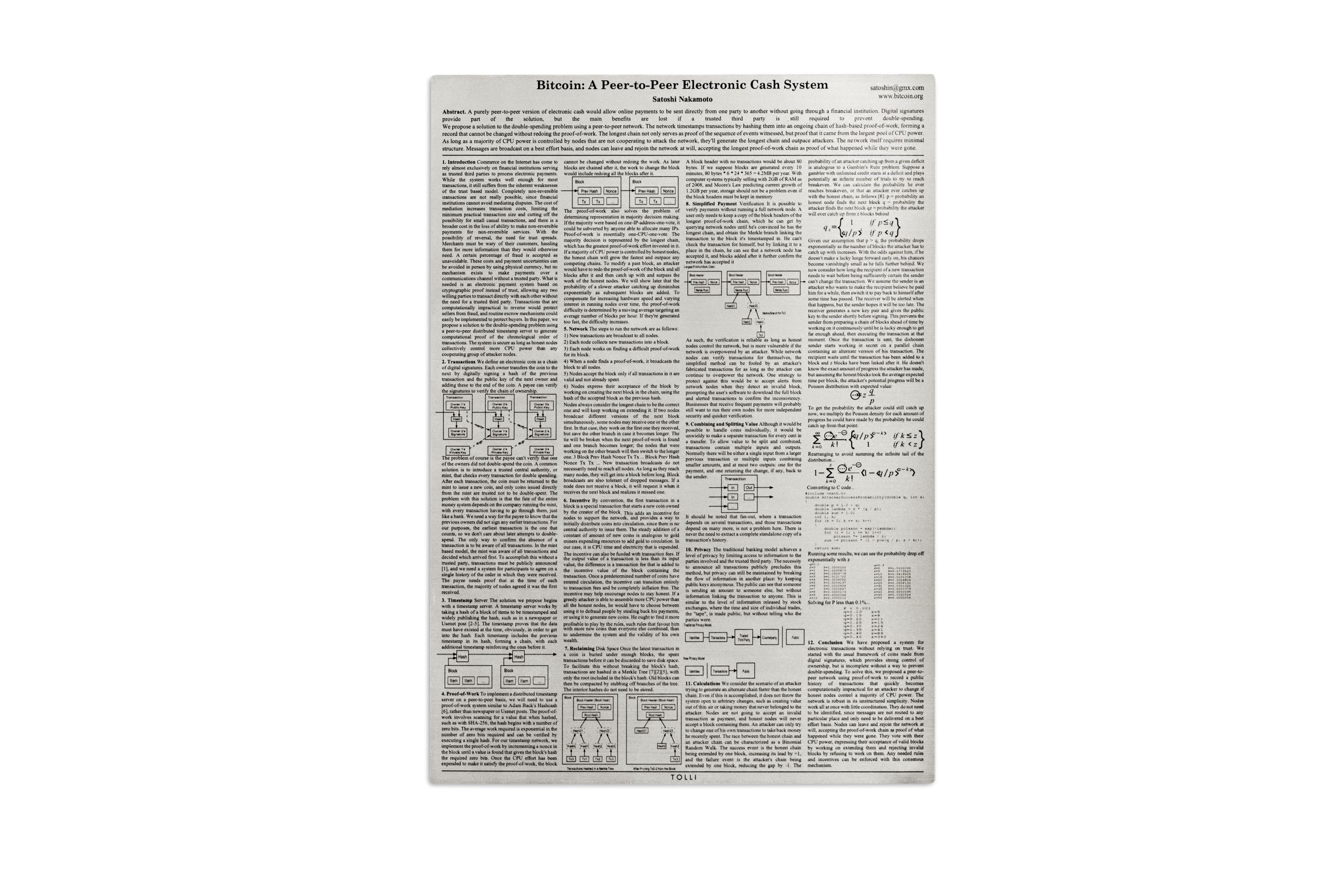 Produto de segunda linha (Grau A) - Whitepaper do Bitcoin de Satoshi  Nakamoto, tamanho A4 - Etsy Portugal