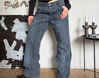 Gestreepte vintage wijde jeans met wijde pijpen