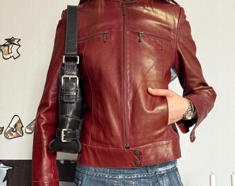 Y2K Real Leather Grunge Oversized Jacket 90s - Etsy