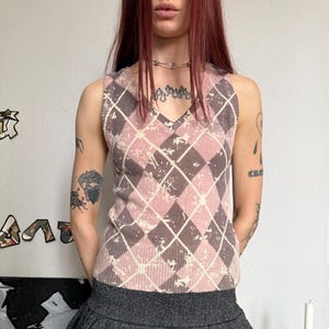 Lambswool Argyle Sleeveless Vest Preppy Pulover