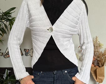 Vintage White Cardigan: Coquette Italian Knit
