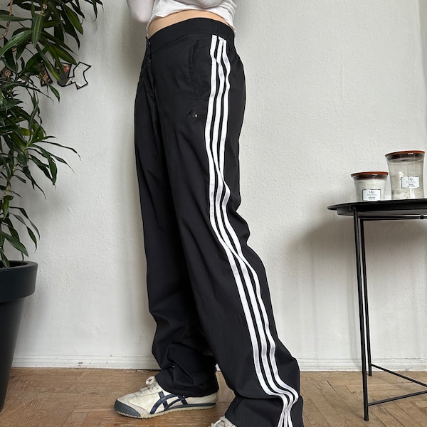 Vintage Japan Adidas Sport Pants Wide Leg 3 Stripes Y2K