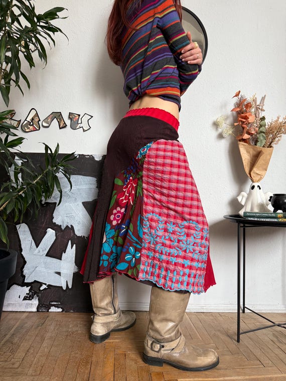Patchwork Asymmetrical Funky Weird Style Skirt - image 3