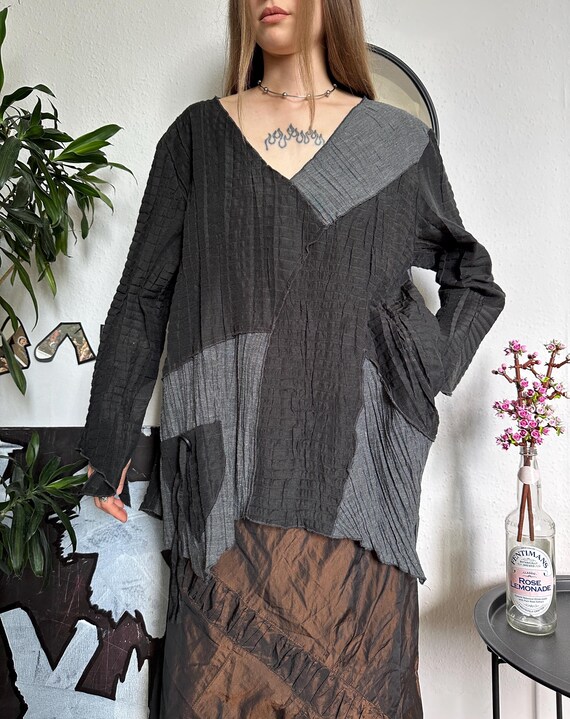 Avant Garde Crinkle Patchwork Deconstructed Tunic - image 5