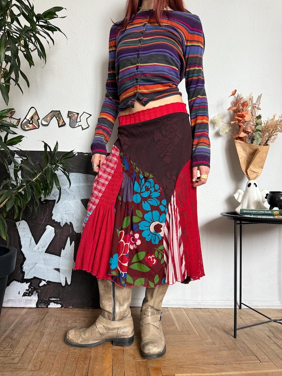 Patchwork Asymmetrical Funky Weird Style Skirt - image 1
