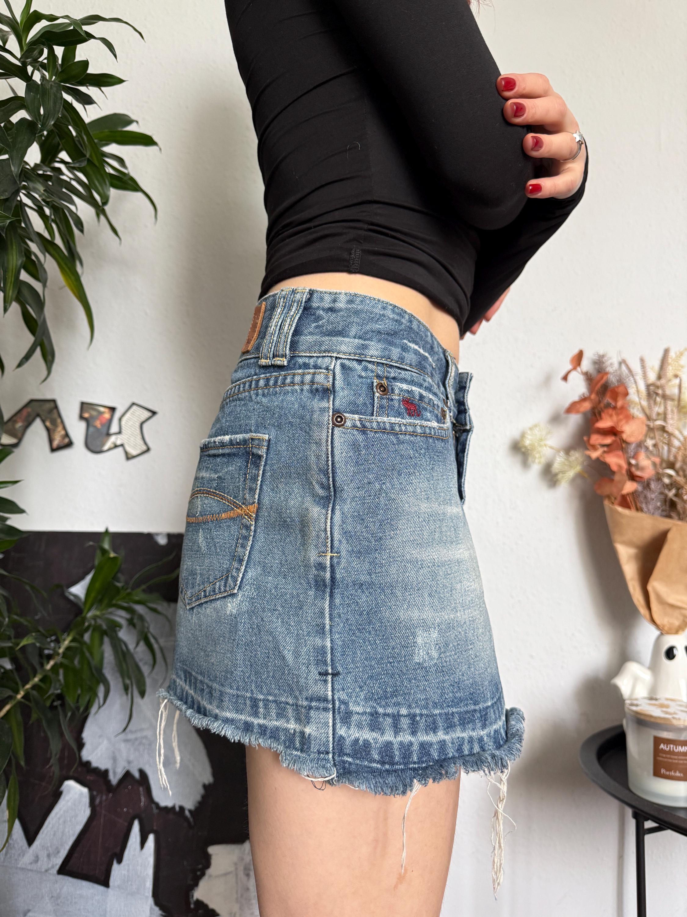 Abercrombie & Fitch Vintage Washed Denim Mini Skirt Y2K Style