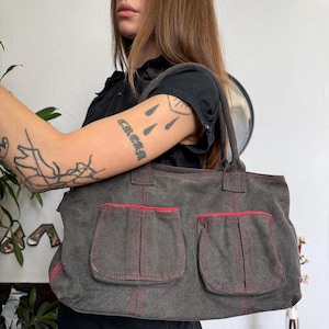 Vintage Cotton Purse With Pocket Y2K Sporty Bag 00s