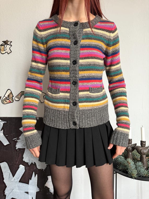 Gap Vintage Lambswool Striped Cardigan - Etsy