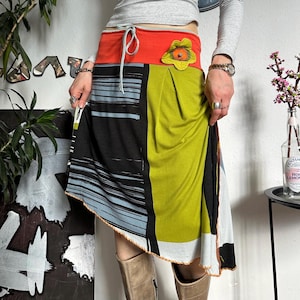 Y2K Vintage Patchwork Asymmetrical Funky Weird Style Skirt