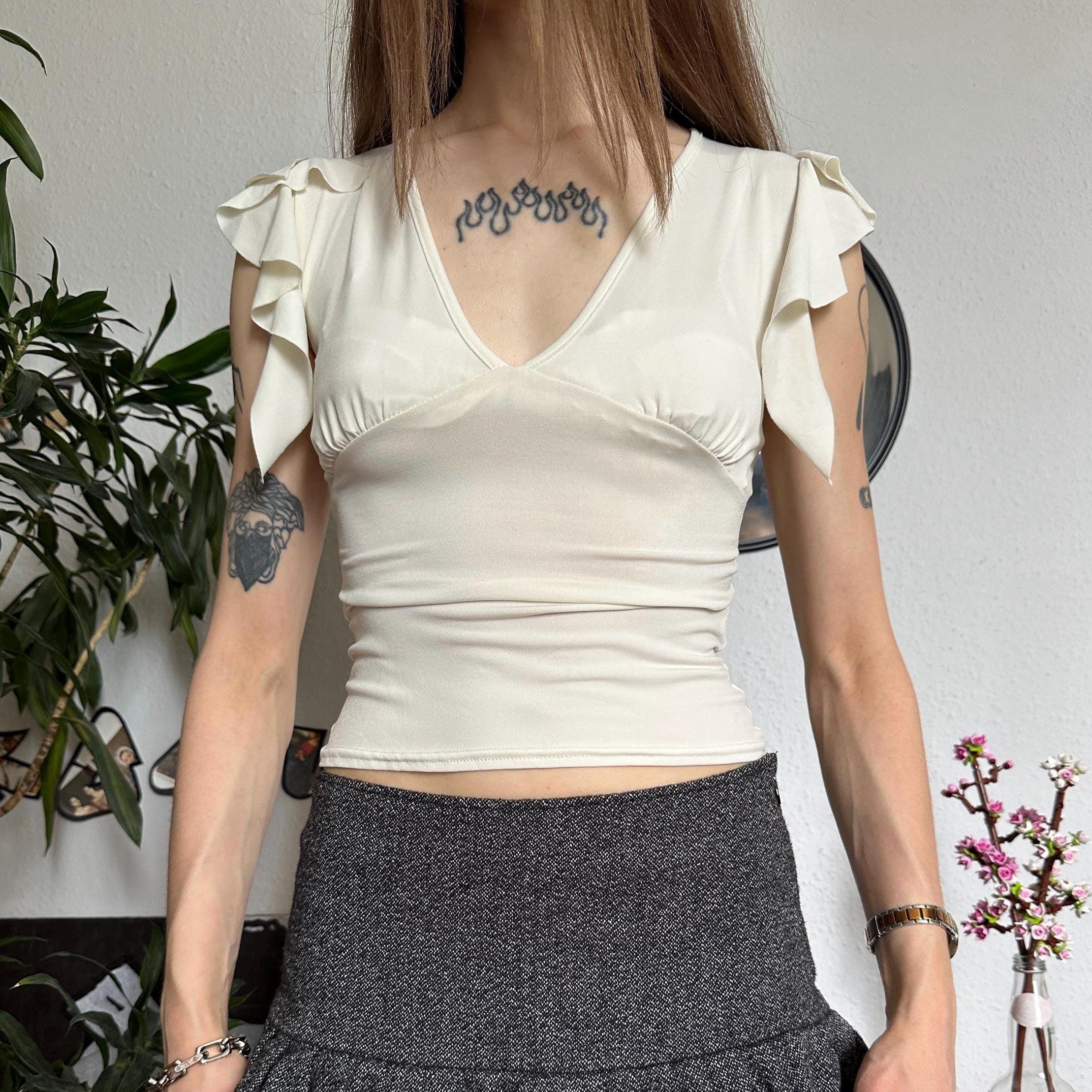Cute Vintage Ruffle Sleeve Slim Evening Top