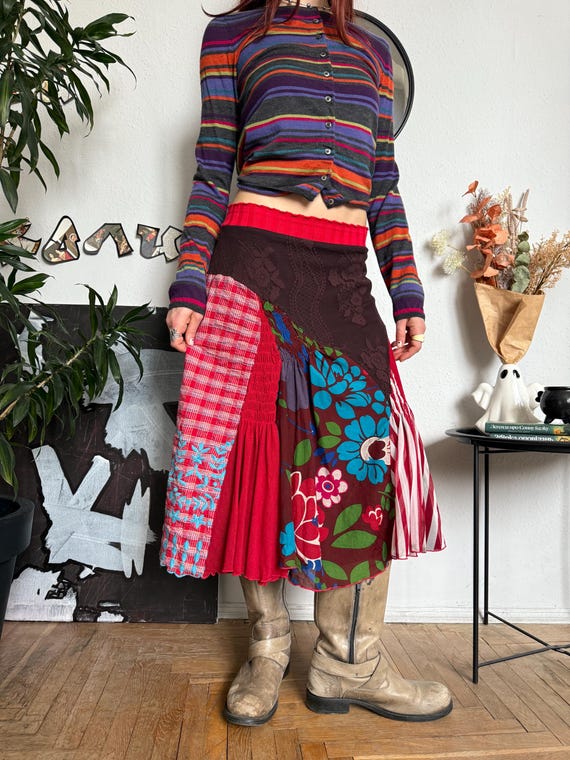 Patchwork Asymmetrical Funky Weird Style Skirt - image 2